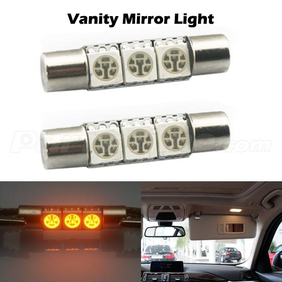 2 Yellow 3 SMD 6641 LED Bulbs for Car Vanity Mirror Lights Sun Visor Lamp eBay