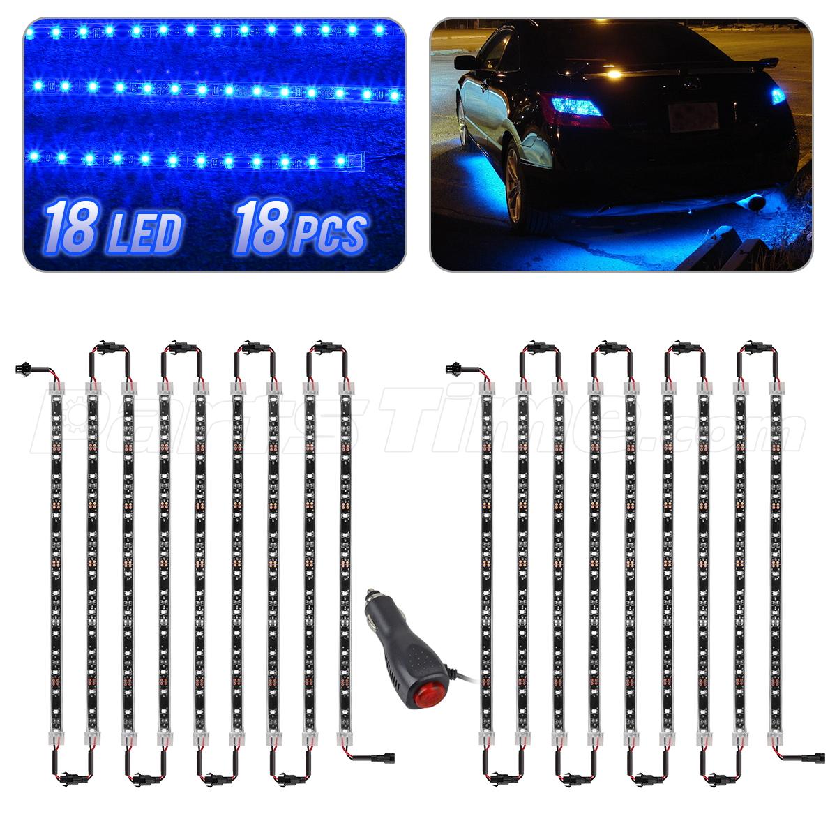 12V New 18pcs 3528 Led Underglow Truck Car Neon Light Strip Kit Blue