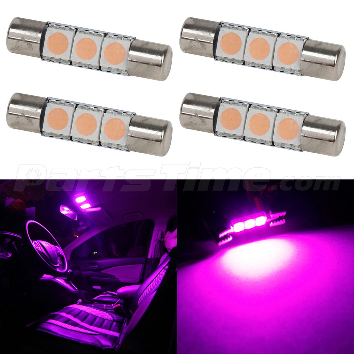 4pcs Pink Purple 3SMD 5050 LED Bulbs Car Vanity Mirror Lights Lamp 6641 12V eBay