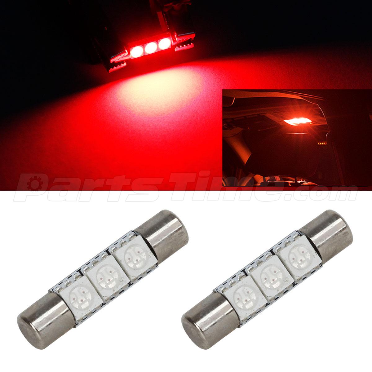 2pcs Red 3SMD 5050 LED Bulbs Car Interior Vanity Mirror Lights 6641 12V eBay