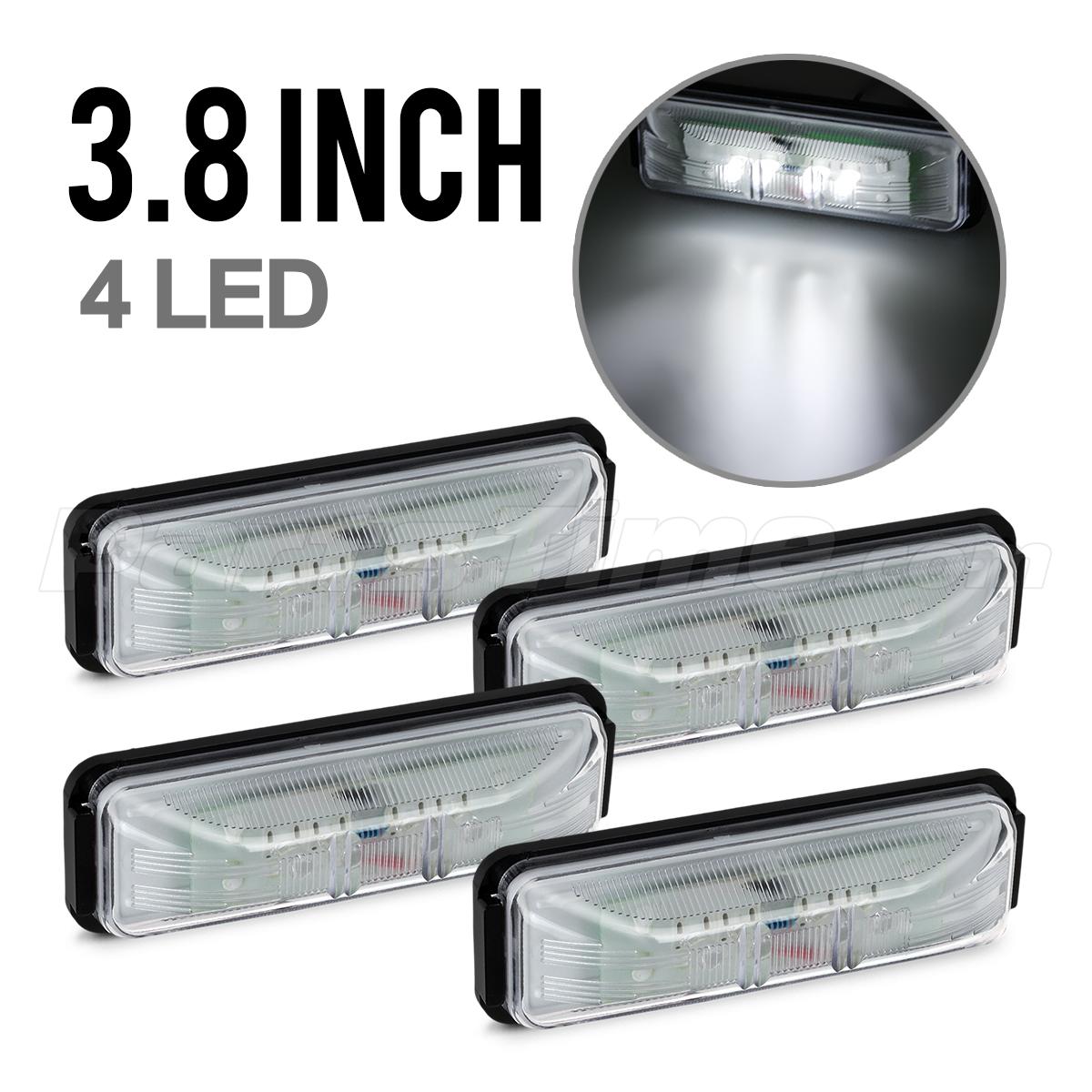 (4) 4" Clear Lens White Led Fender Marker Light Trailer Truck Black Base 4 Diode eBay