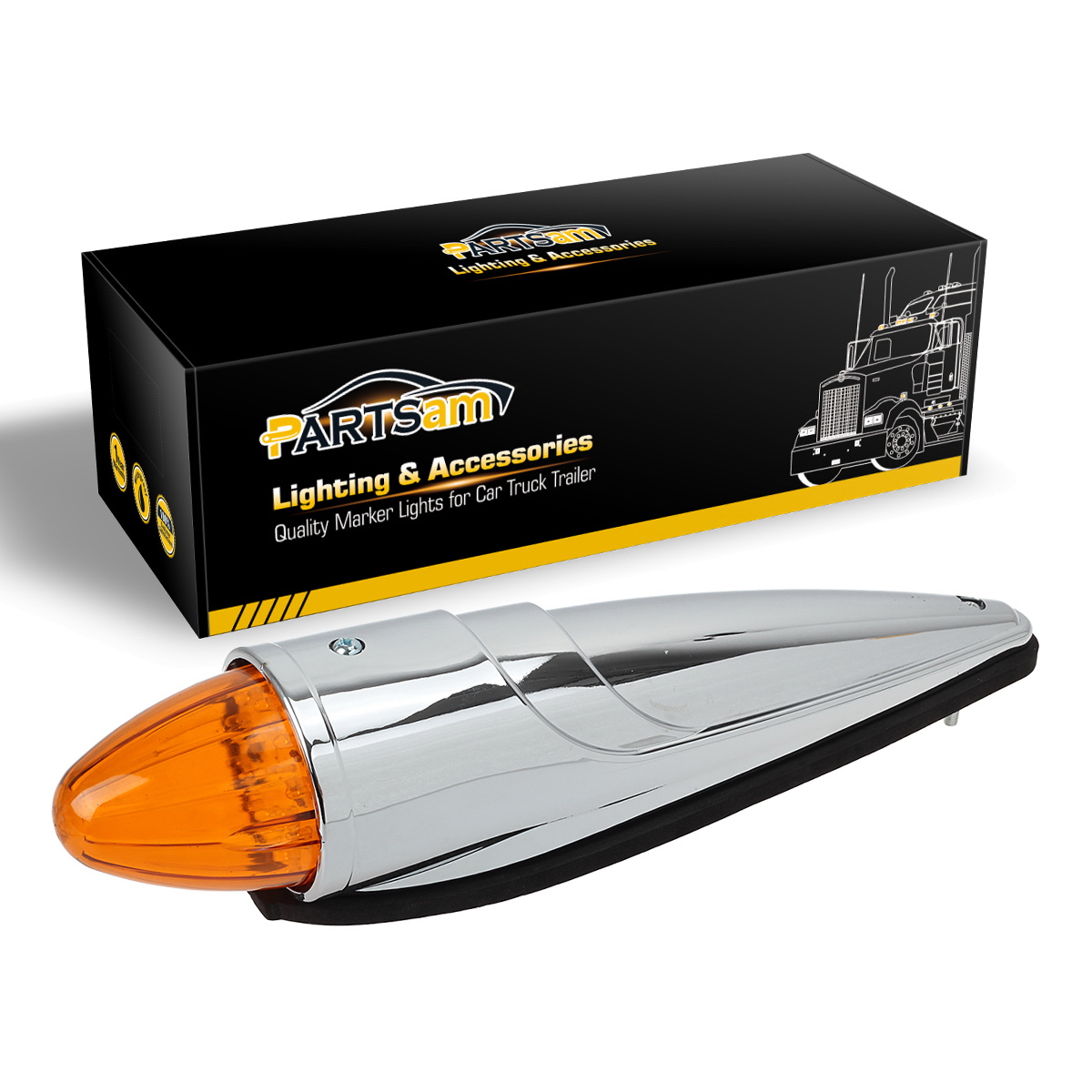 Universal 17 LED Amber Torpedo Cab Roof Top Marker Light For Peterbilt