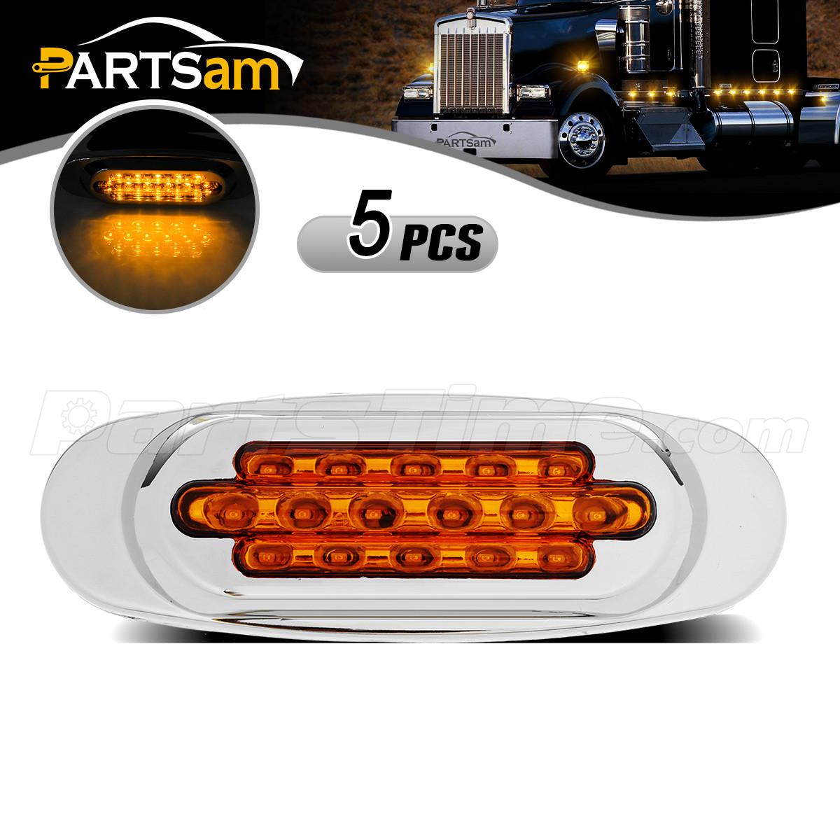 5pcs Amber Lens Led Marker Light Cab and Sleeper Kit For Kenworth w900