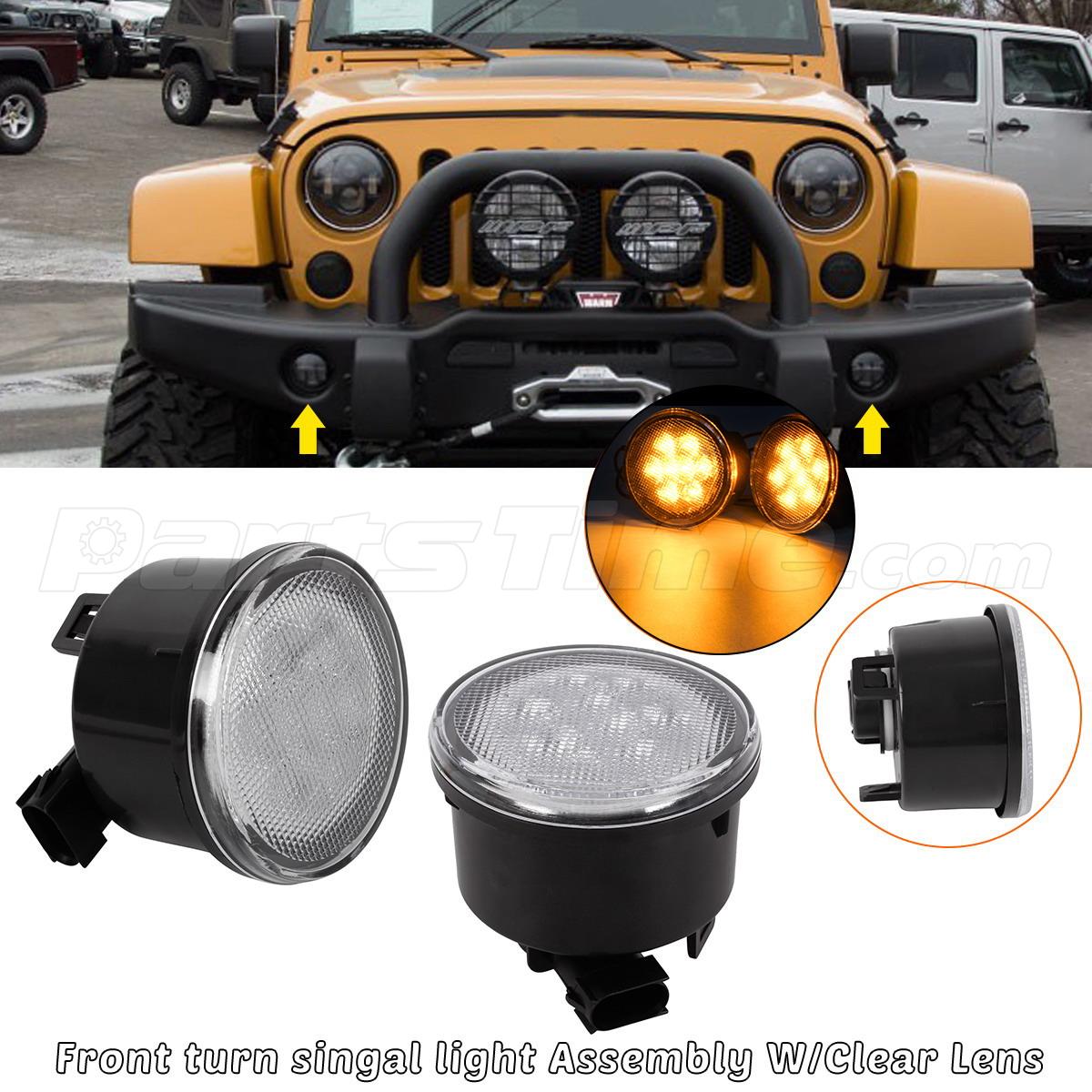 For 2007-2017 Jeep Wrangler Front Indicators Light Clear Lens Led Pair 